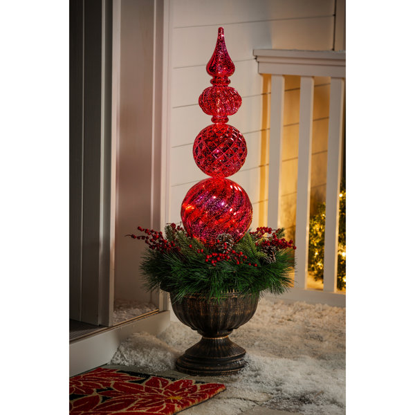 Vickerman 8 Shiny Swirl Finial Ornament， Shatterproof Plastic